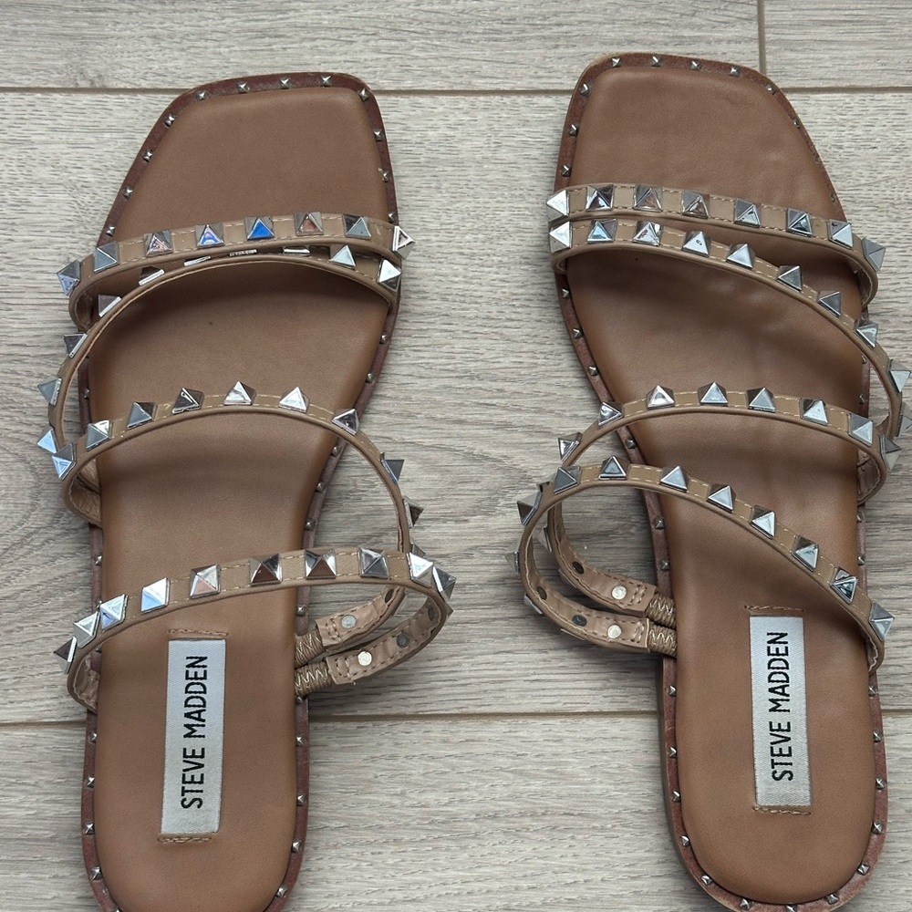 Steve Madden Tan Studded Sandals